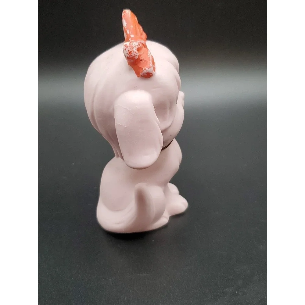 Vintage‎ Kelvin's Dog With Hair Bow Pink Figurine
